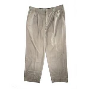 Perry Ellis Men's Classic Beige Dress Pants with Pleats - Size 40x32